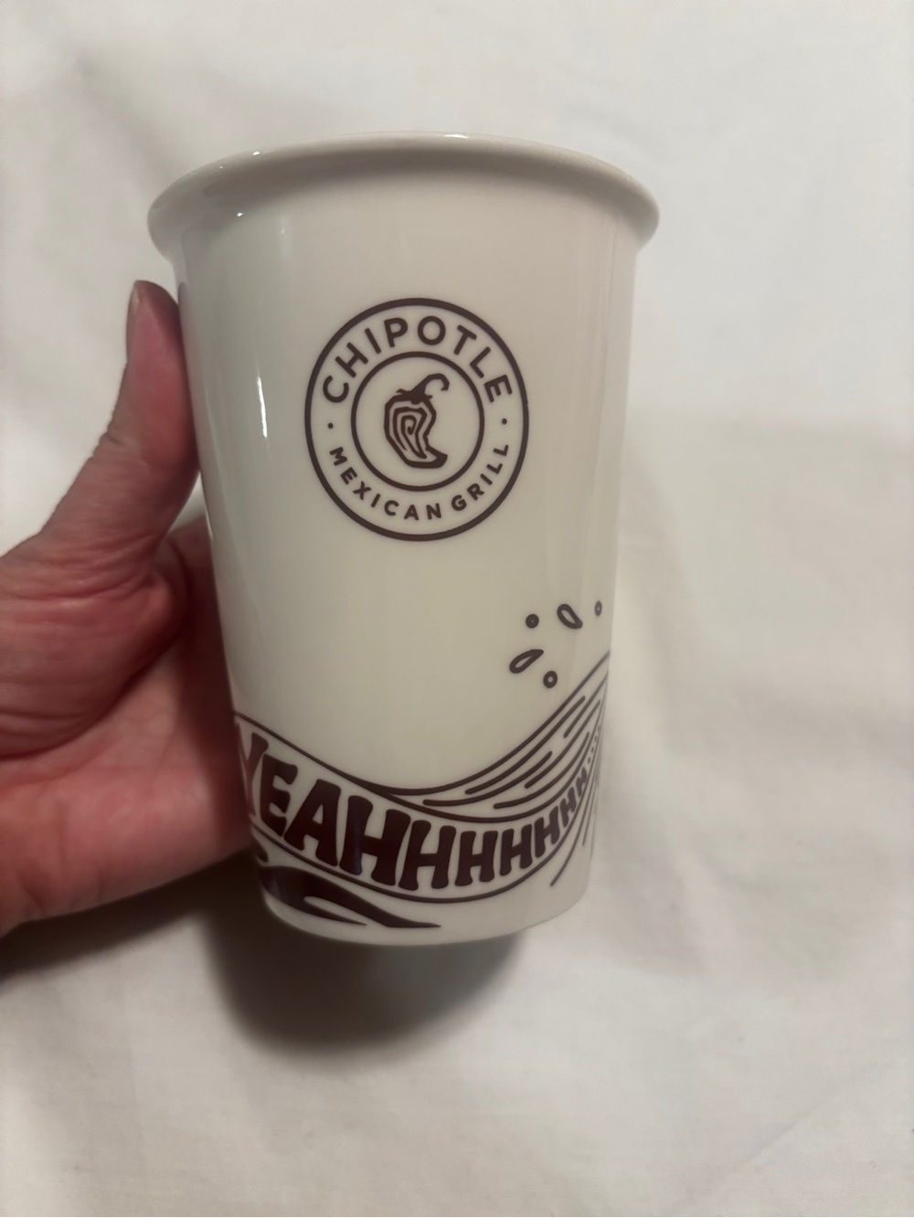Chipotle  Candle in Ceramic Cup - White with Brown Logo, 10.47 oz